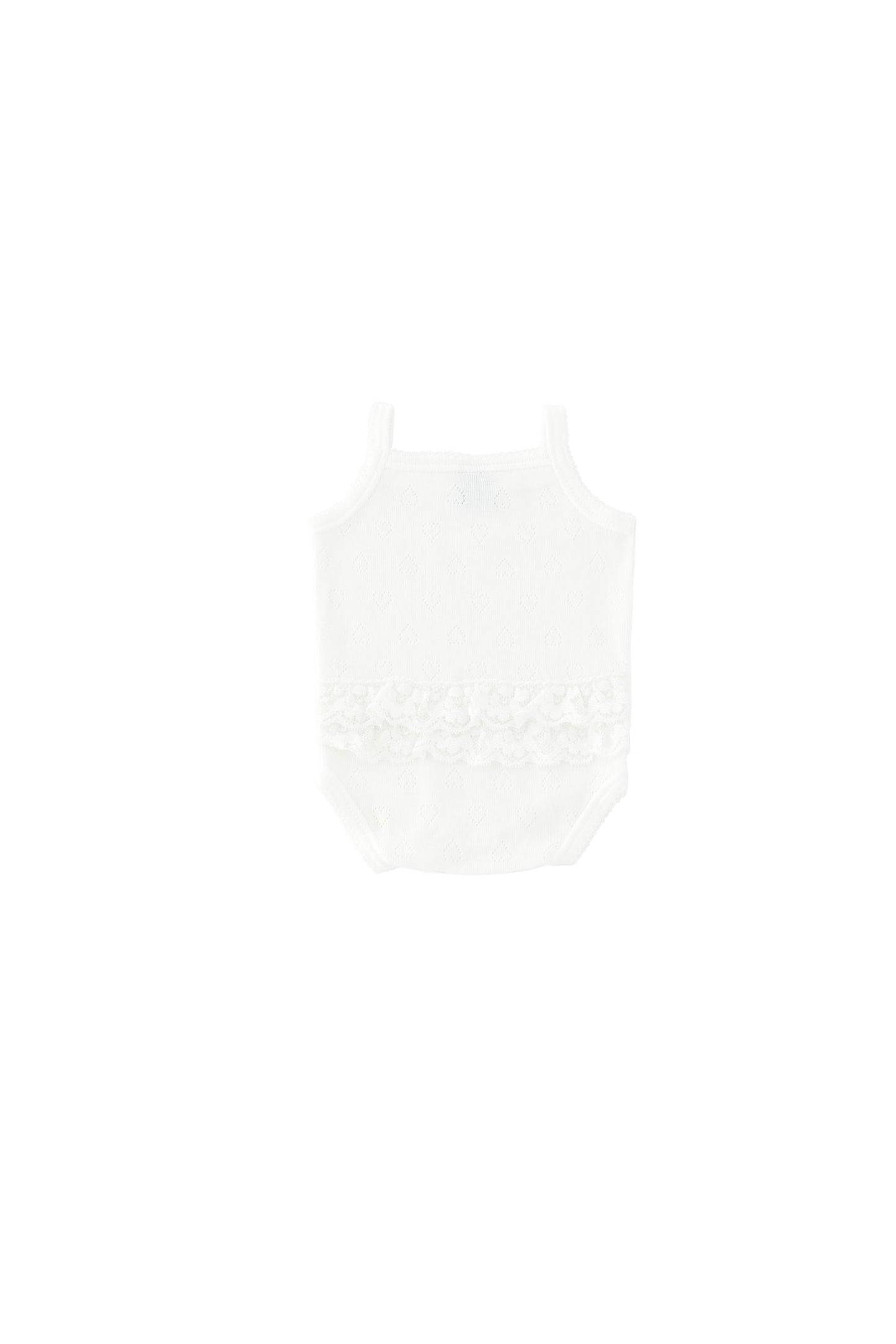 HEART POINTELLE SPAGHETTI STRAPS RUFFLE BUTT
