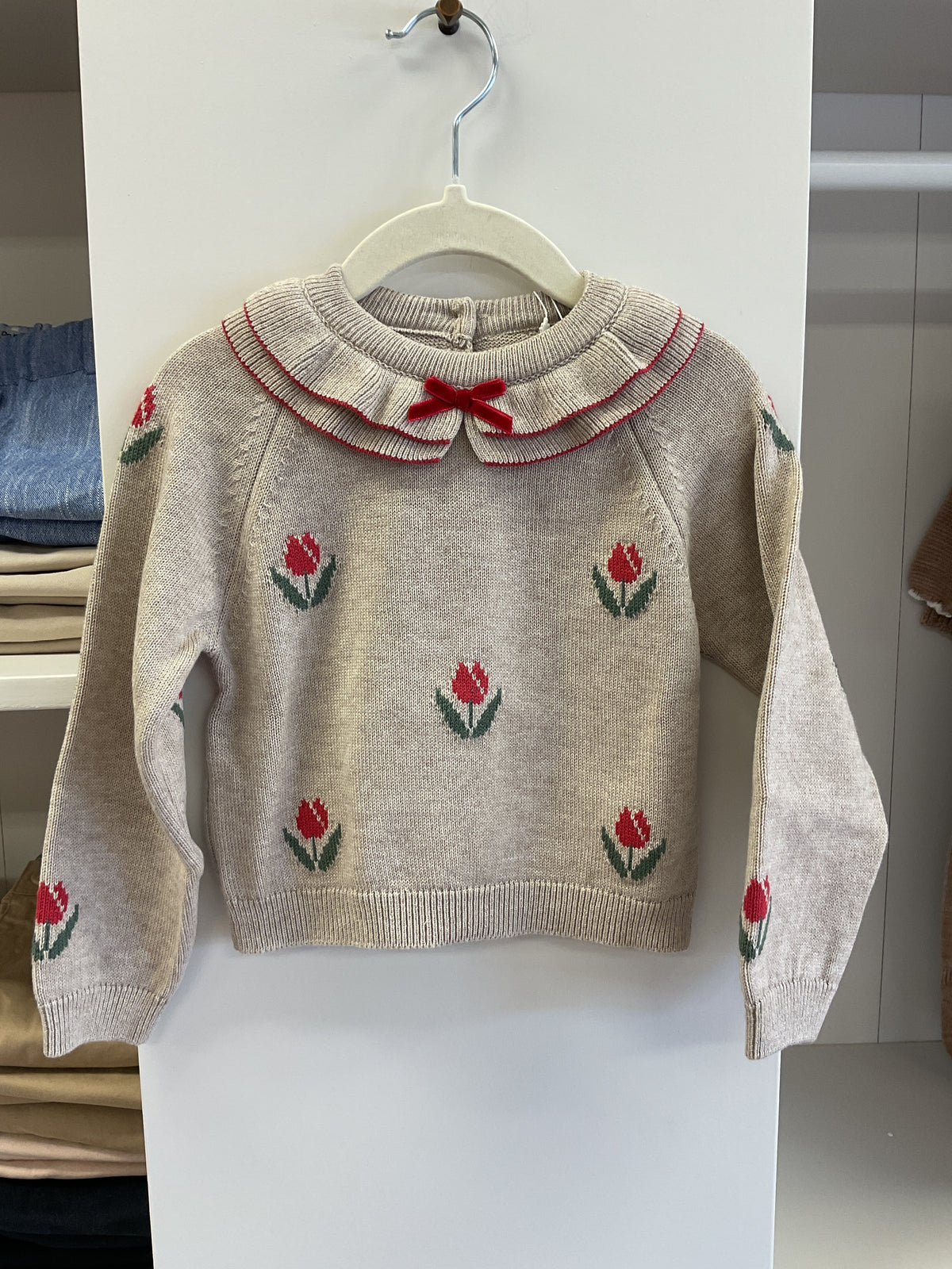 Trui rood tulp