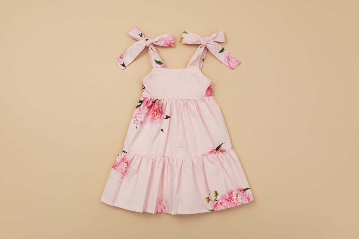 Pink PHI with peonies midi dress
