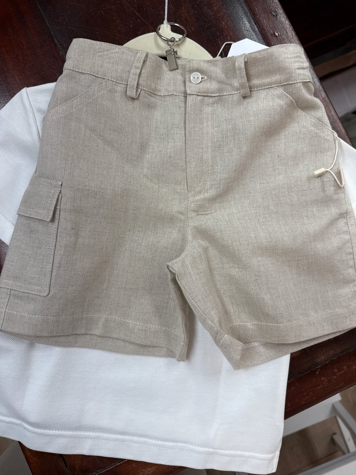 Set met linnen short zandkleur - Baby Gi