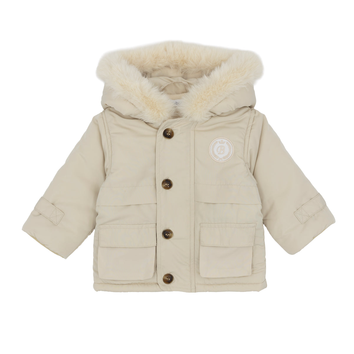 Jas beige met bontkraag