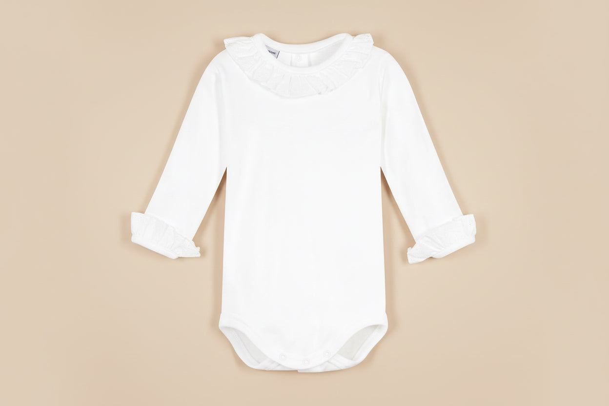 L/S EYELET COLLAR BODYSUIT