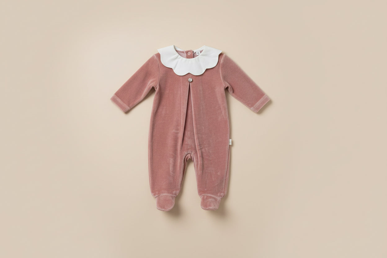 VELOUR BABYGROW W/ PIQUÉ baby gi