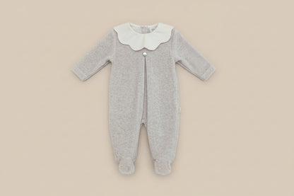 VELOUR BABYGROW W/ PIQUÉ baby gi