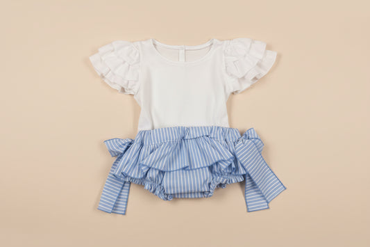 White 3 frill t-shirt and short