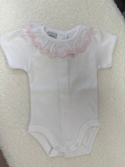 Romper met kanten kraag wit of roze - Babidu
