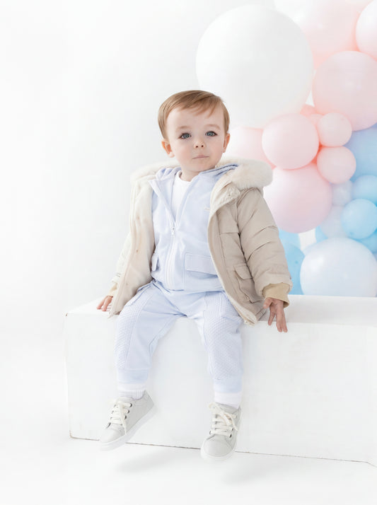 Bluesbaby- jas beige met bontkraag