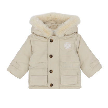 Jas beige met bontkraag