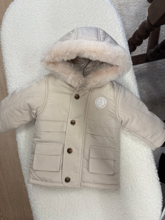 Bluesbaby- jas beige met bontkraag