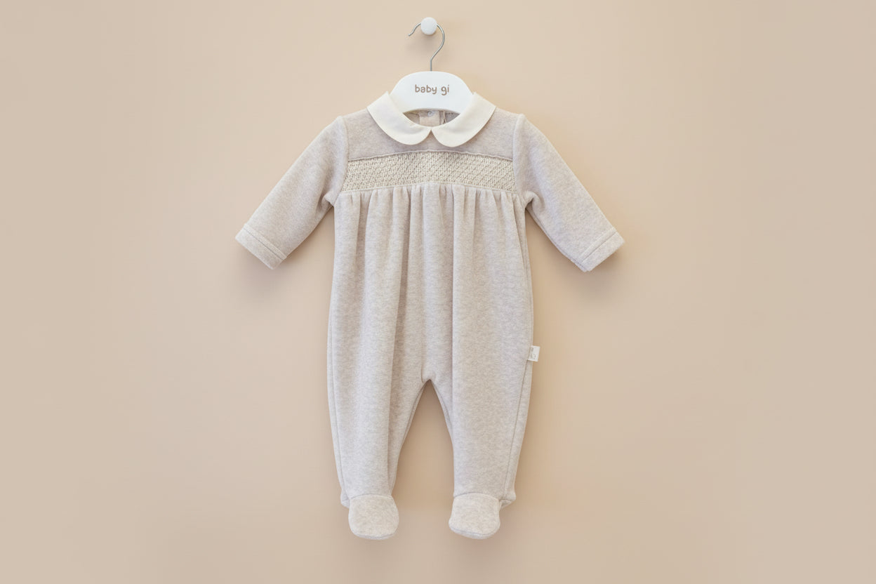 VELOUR SMOCKED BABYGROW baby gi