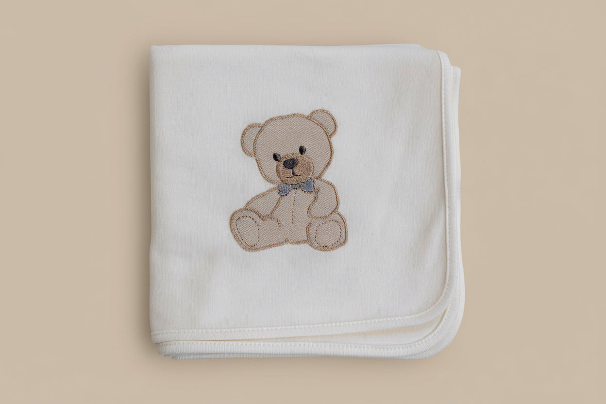Dekentje beertje wit, blauw of roze - Baby Gi